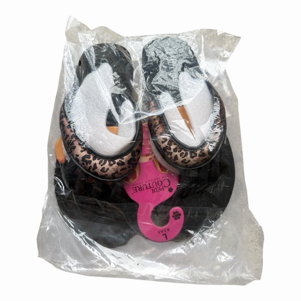 Pedi Couture Toe Separator Sandal Pedicure Women Size L (8.5-9.5) Leopard New !!